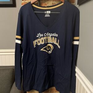 NFL Los Angeles Rams Long Sleeve Women’s Tshirt Blue Gold White Size XXL